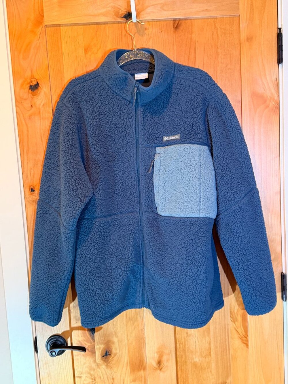 Columbia Blue Sherpa Fleece Full Zip Jacket Large